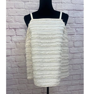 Anthropologie Maeve Cream Sleeveless Eyelash Blouse Size 12